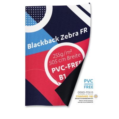 Blackback Zebra FR, B1, UV-Print geschnitten Preis pro qm/ab 100 qm